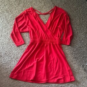 Express Red Wrap Dress with Crisscross Back Detail